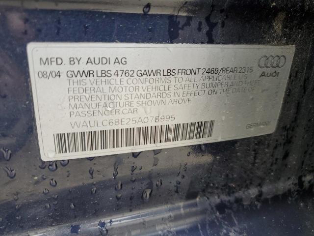 Photo 11 VIN: WAULC68E25A078995 - AUDI A4 1.8T QU 