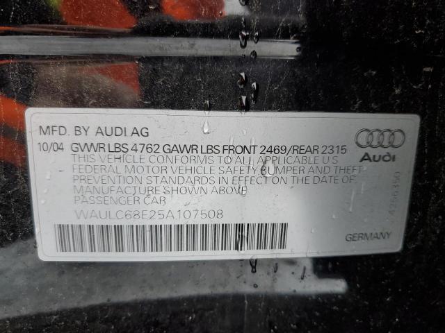 Photo 11 VIN: WAULC68E25A107508 - AUDI A4 