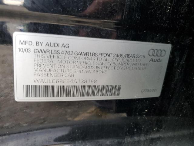 Photo 11 VIN: WAULC68E54A138198 - AUDI A4 