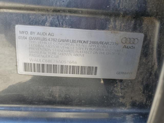 Photo 12 VIN: WAULC68E75A051646 - AUDI A4 1.8T QU 