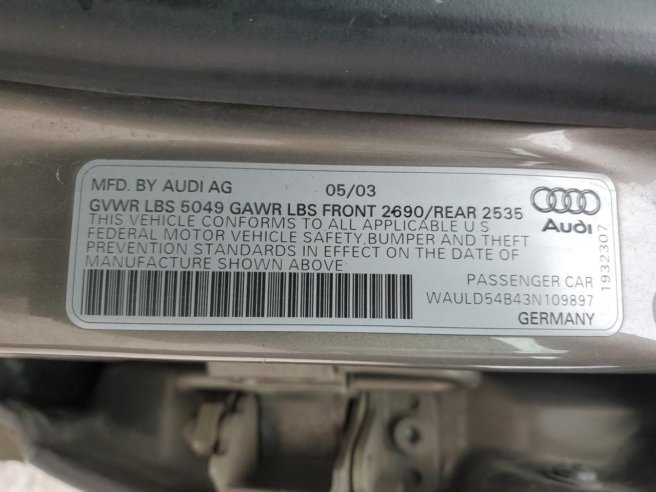 Photo 11 VIN: WAULD54B43N109897 - AUDI A6 