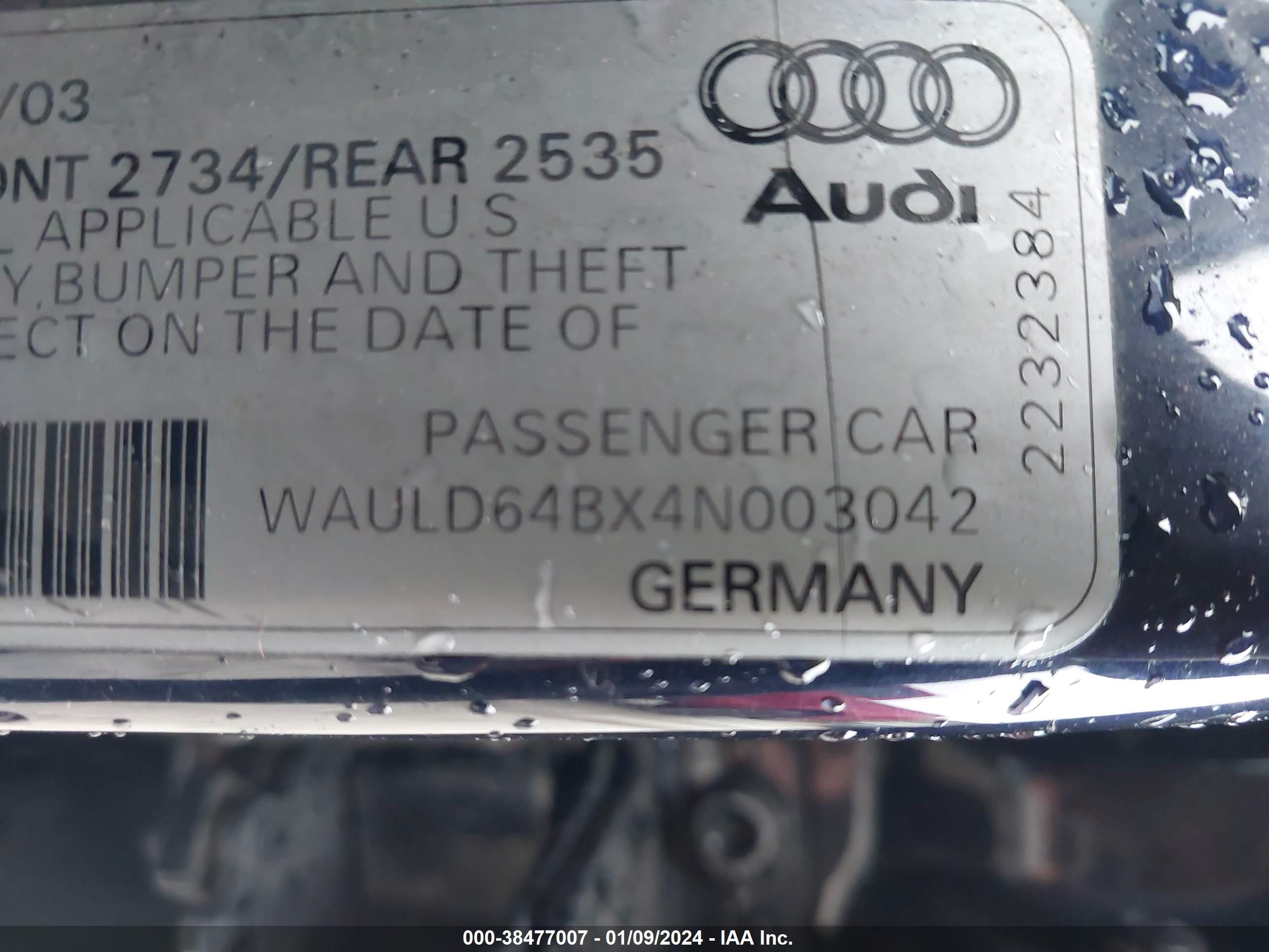 Photo 8 VIN: WAULD64BX4N003042 - AUDI A6 