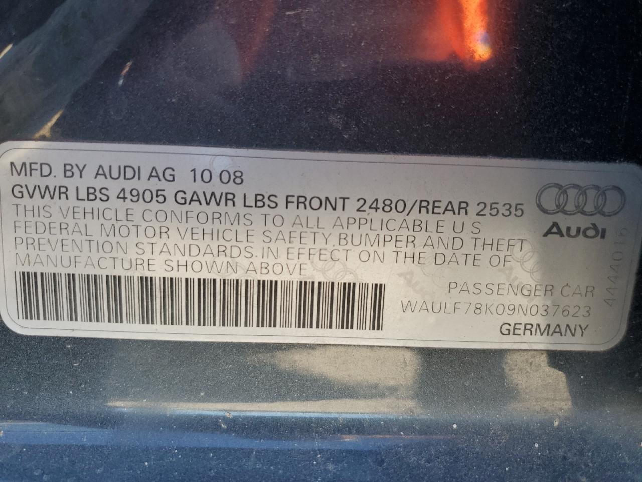 Photo 11 VIN: WAULF78K09N037623 - AUDI A4 