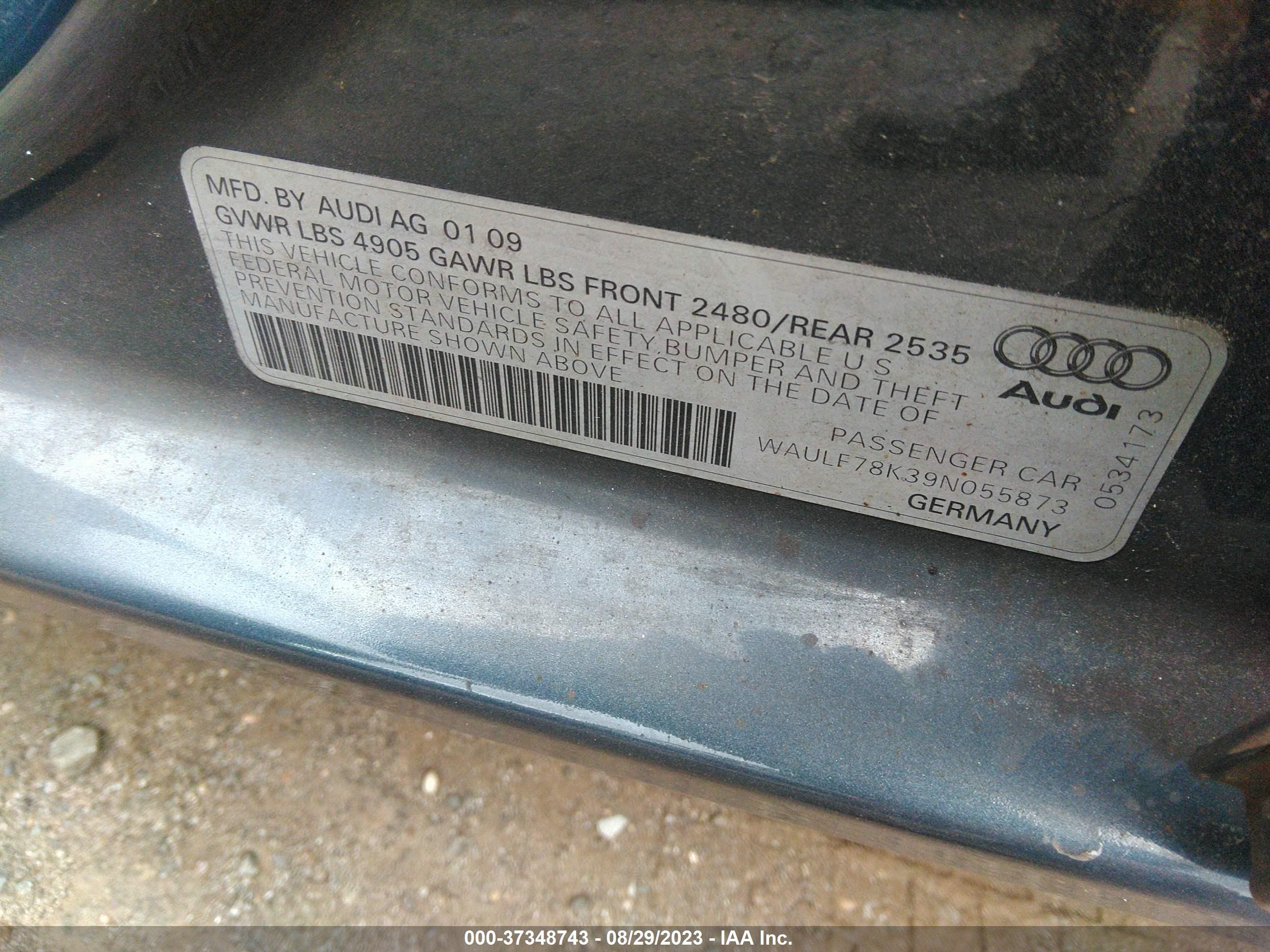 Photo 8 VIN: WAULF78K39N055873 - AUDI A4 