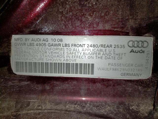 Photo 12 VIN: WAULF98K29N032189 - AUDI A4 