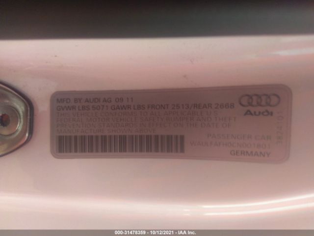 Photo 8 VIN: WAULFAFH0CN001801 - AUDI A5 