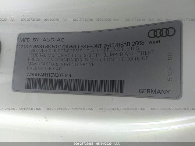 Photo 8 VIN: WAULFAFH1EN007044 - AUDI A5 