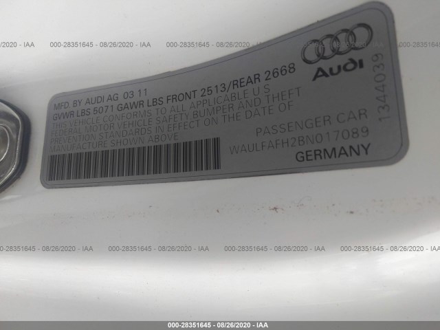 Photo 8 VIN: WAULFAFH2BN017089 - AUDI A5 