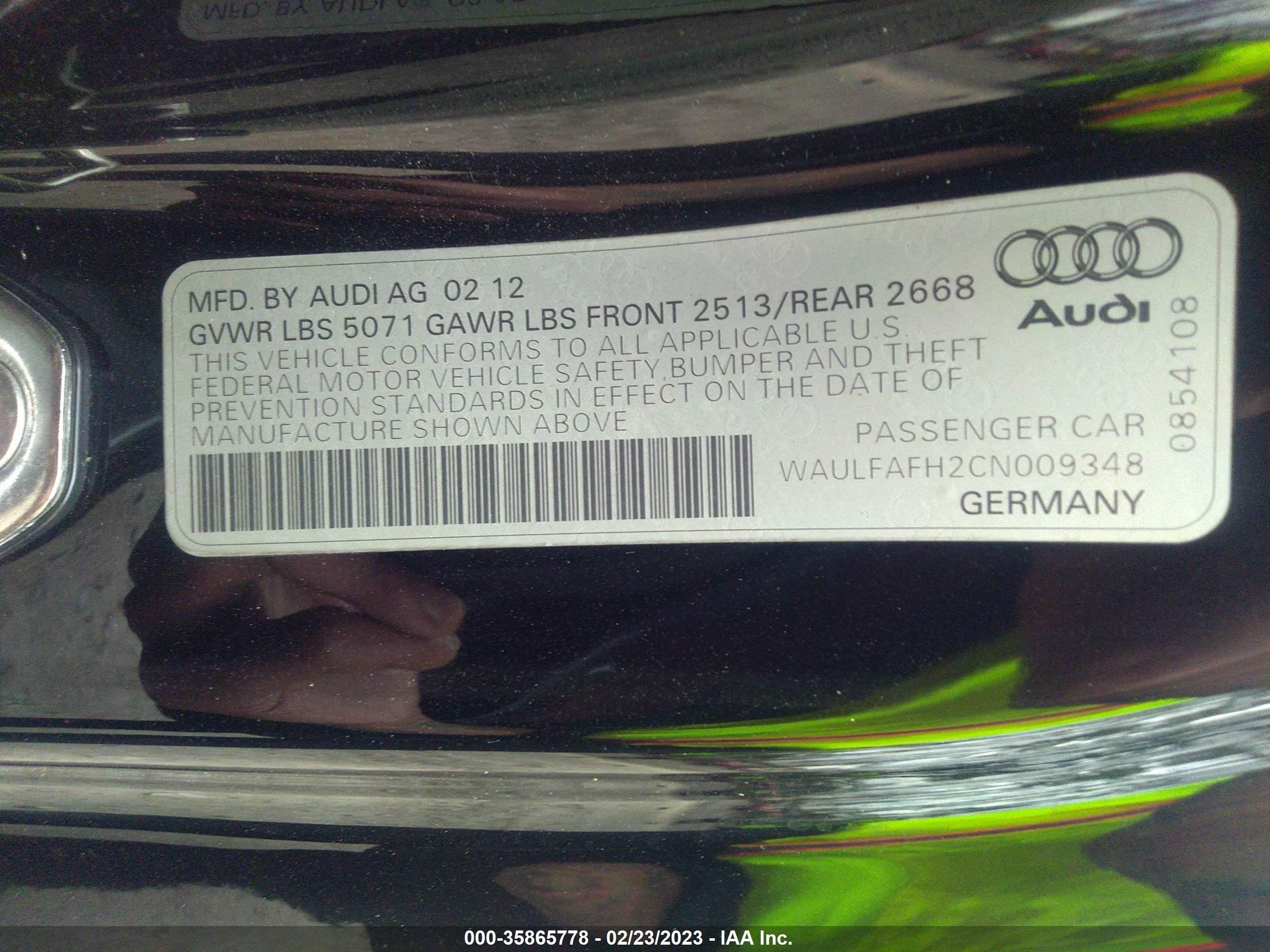 Photo 8 VIN: WAULFAFH2CN009348 - AUDI A5 