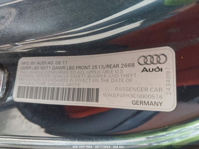 Photo 8 VIN: WAULFAFH3CN000576 - AUDI A5 