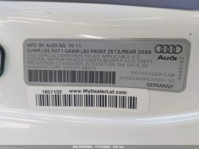 Photo 8 VIN: WAULFAFH4CN003132 - AUDI A5 