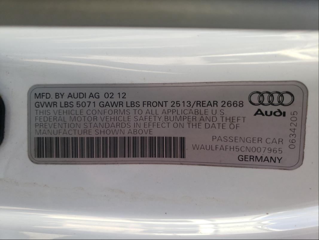 Photo 9 VIN: WAULFAFH5CN007965 - AUDI A5 PREMIUM 