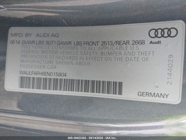 Photo 8 VIN: WAULFAFH6EN015804 - AUDI A5 