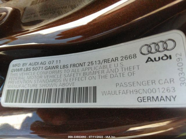 Photo 8 VIN: WAULFAFH9CN001263 - AUDI A5 