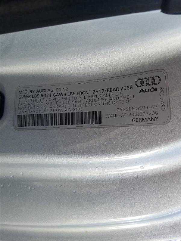 Photo 9 VIN: WAULFAFH9CN007208 - AUDI A5 PREMIUM 