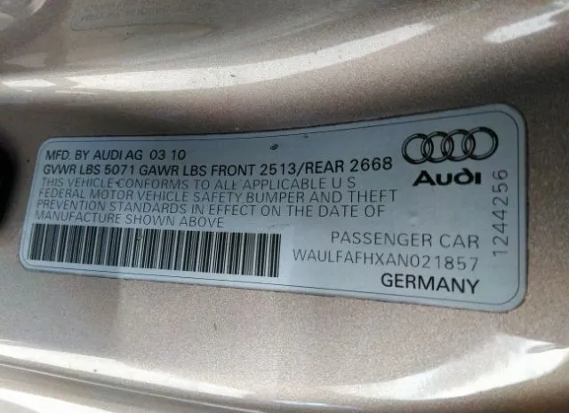 Photo 8 VIN: WAULFAFHXAN021857 - AUDI A5 