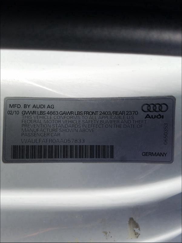 Photo 9 VIN: WAULFAFR0AA057833 - AUDI A5 PREMIUM 