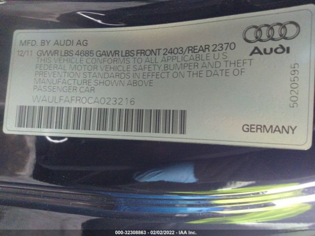 Photo 9 VIN: WAULFAFR0CA023216 - AUDI A5 