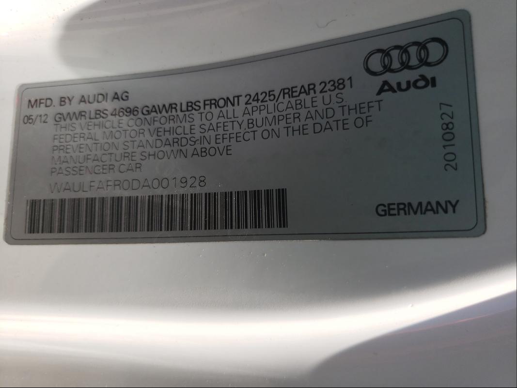 Photo 9 VIN: WAULFAFR0DA001928 - AUDI A5 PREMIUM 