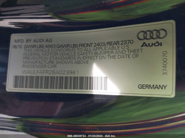 Photo 8 VIN: WAULFAFR2BA023961 - AUDI A5 