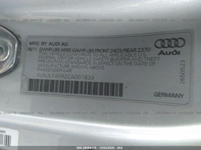 Photo 8 VIN: WAULFAFR2CA001833 - AUDI A5 