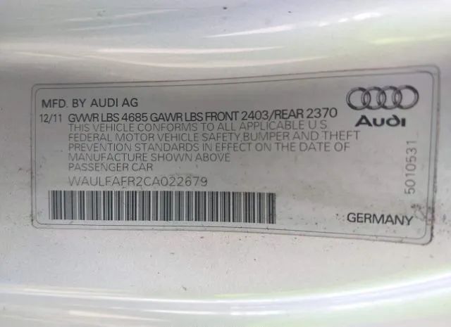 Photo 8 VIN: WAULFAFR2CA022679 - AUDI A5 