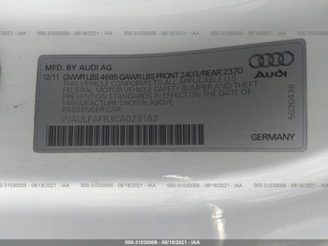 Photo 8 VIN: WAULFAFR3CA023162 - AUDI A5 