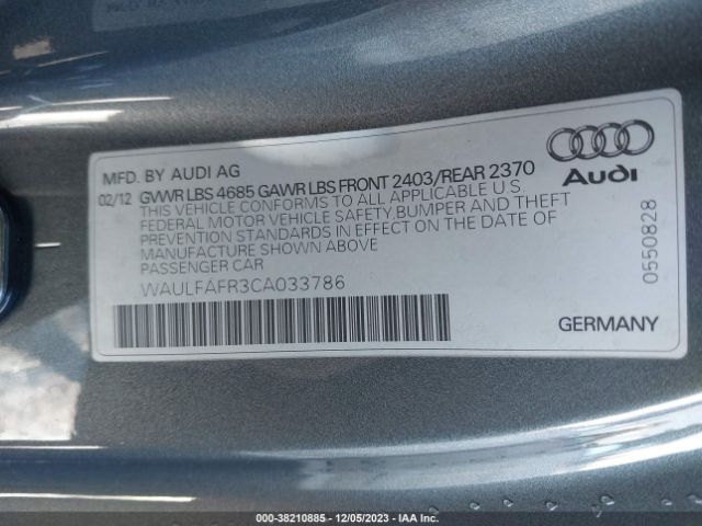 Photo 8 VIN: WAULFAFR3CA033786 - AUDI A5 