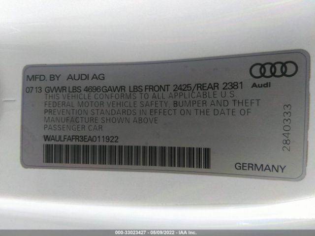 Photo 8 VIN: WAULFAFR3EA011922 - AUDI A5 