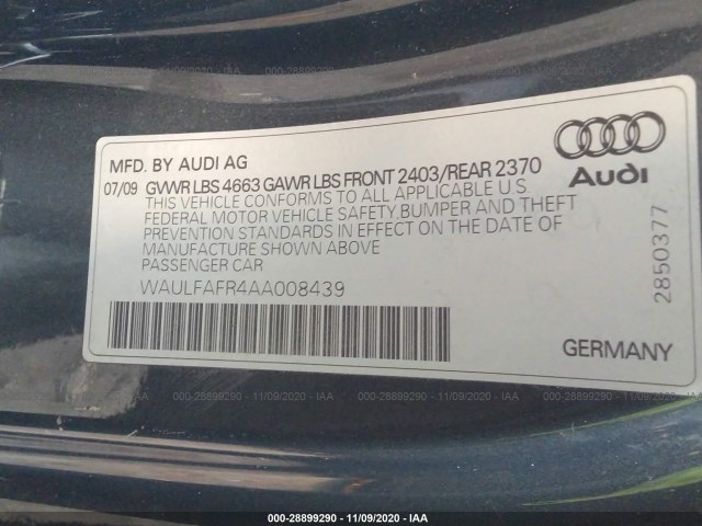 Photo 8 VIN: WAULFAFR4AA008439 - AUDI A5 