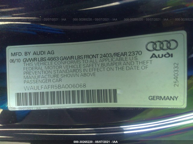 Photo 8 VIN: WAULFAFR5BA006068 - AUDI A5 