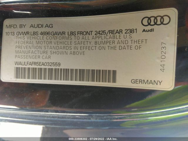 Photo 8 VIN: WAULFAFR5EA032559 - AUDI A5 