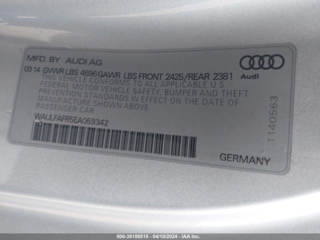 Photo 8 VIN: WAULFAFR5EA059342 - AUDI A5 