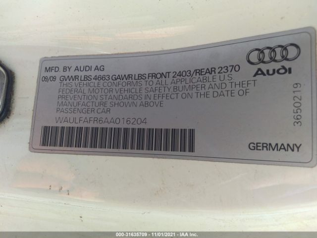 Photo 8 VIN: WAULFAFR6AA016204 - AUDI A5 