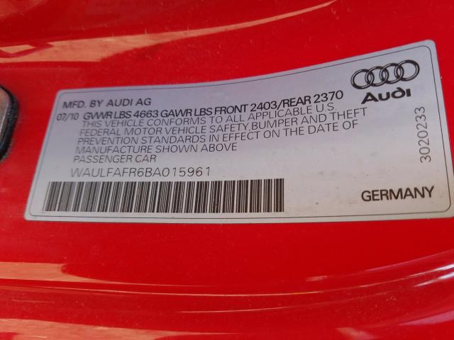 Photo 9 VIN: WAULFAFR6BA015961 - AUDI A5 PREMIUM 