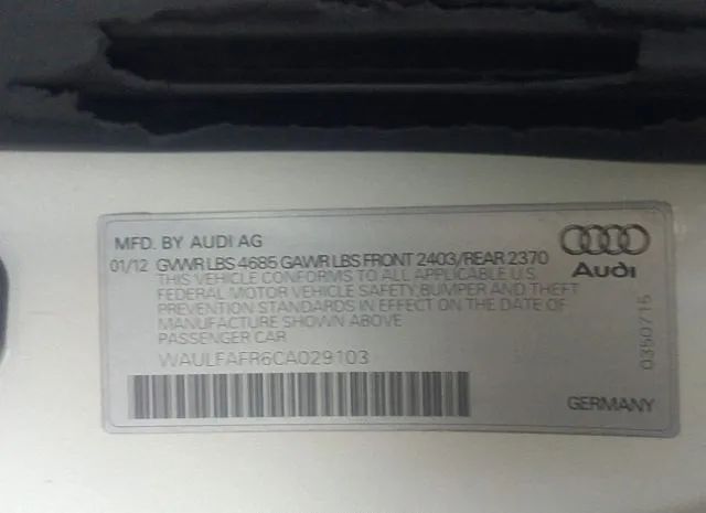 Photo 8 VIN: WAULFAFR6CA029103 - AUDI A5 