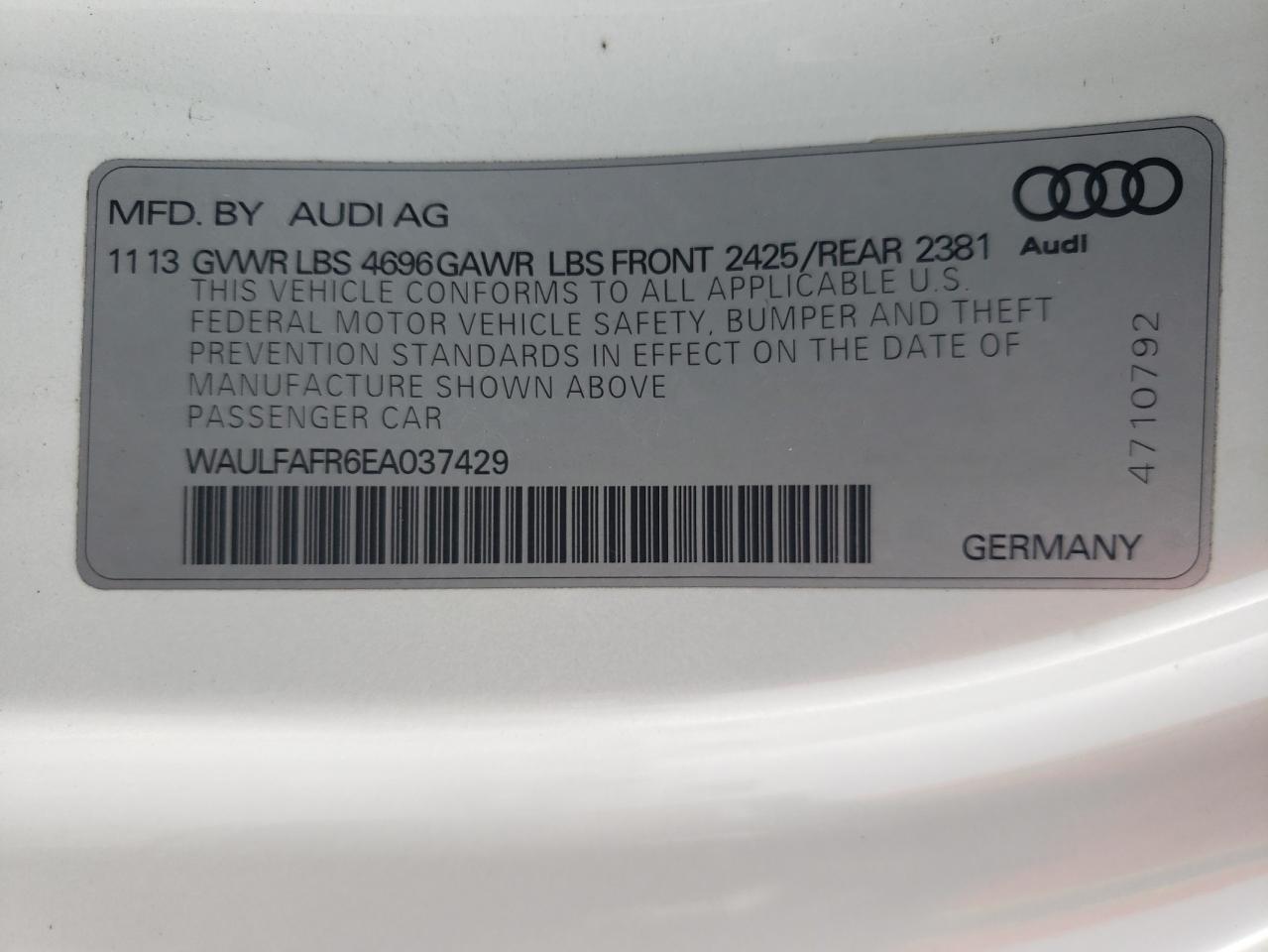 Photo 11 VIN: WAULFAFR6EA037429 - AUDI A5 