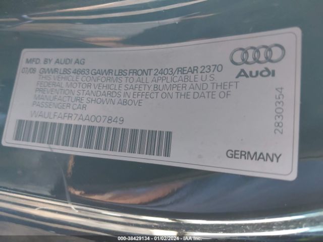 Photo 8 VIN: WAULFAFR7AA007849 - AUDI A5 