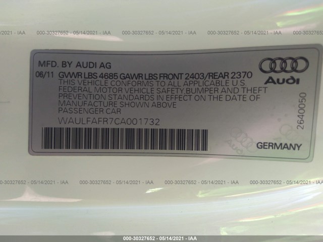 Photo 8 VIN: WAULFAFR7CA001732 - AUDI A5 