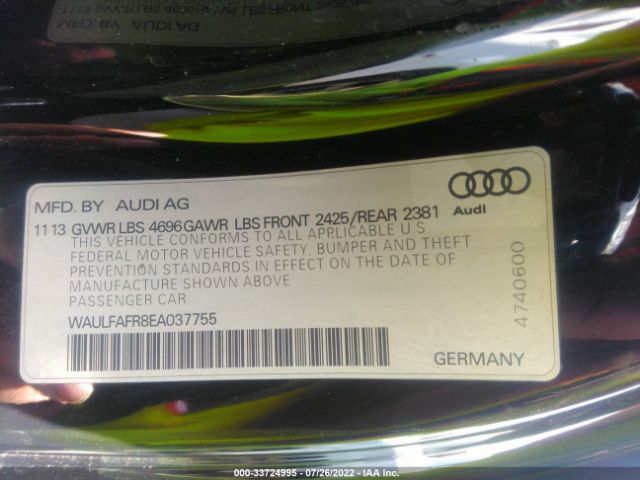 Photo 8 VIN: WAULFAFR8EA037755 - AUDI A5 