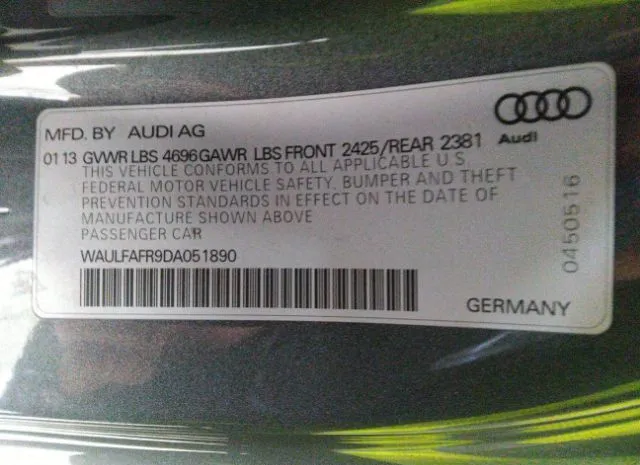 Photo 8 VIN: WAULFAFR9DA051890 - AUDI A5 