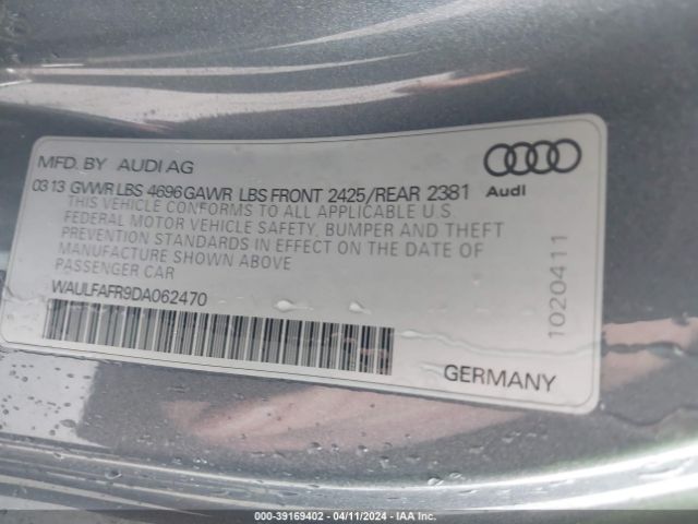 Photo 8 VIN: WAULFAFR9DA062470 - AUDI A5 