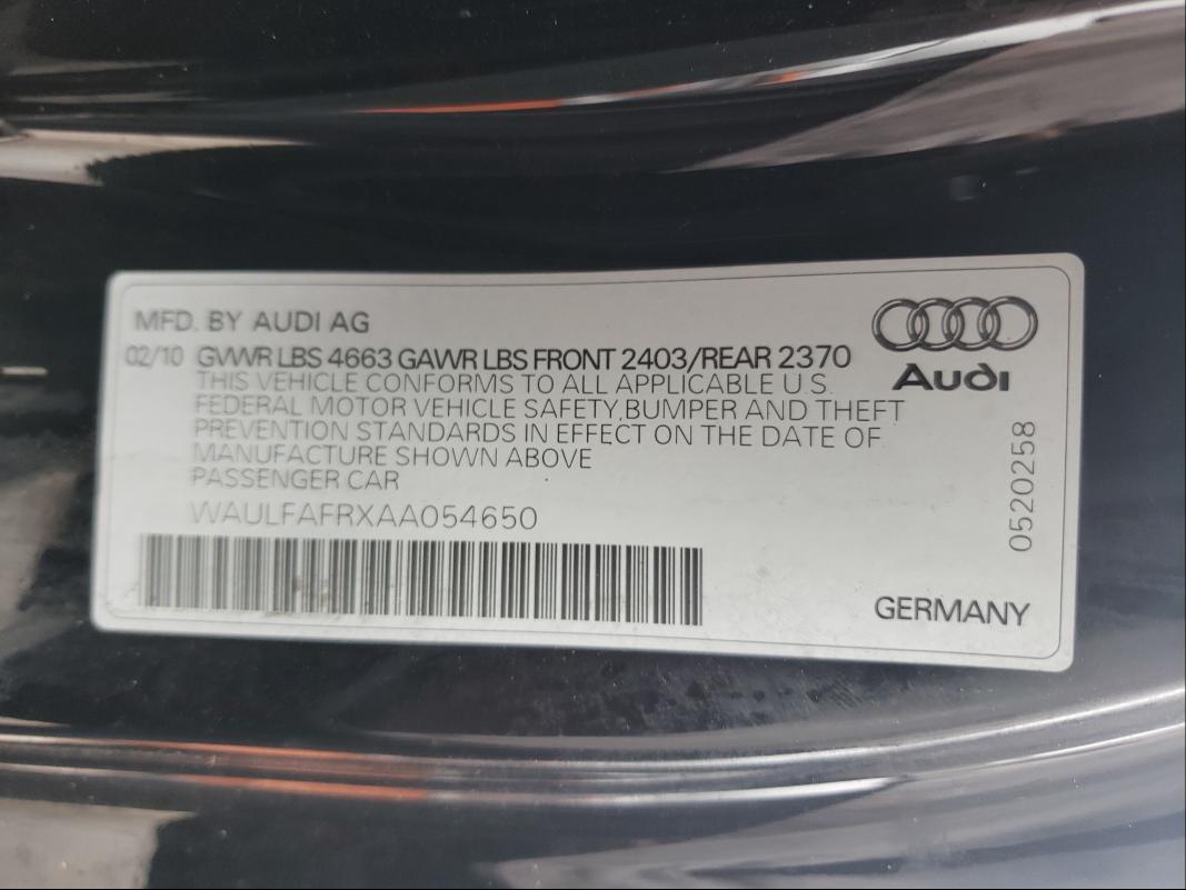 Photo 9 VIN: WAULFAFRXAA054650 - AUDI A5 PREMIUM 