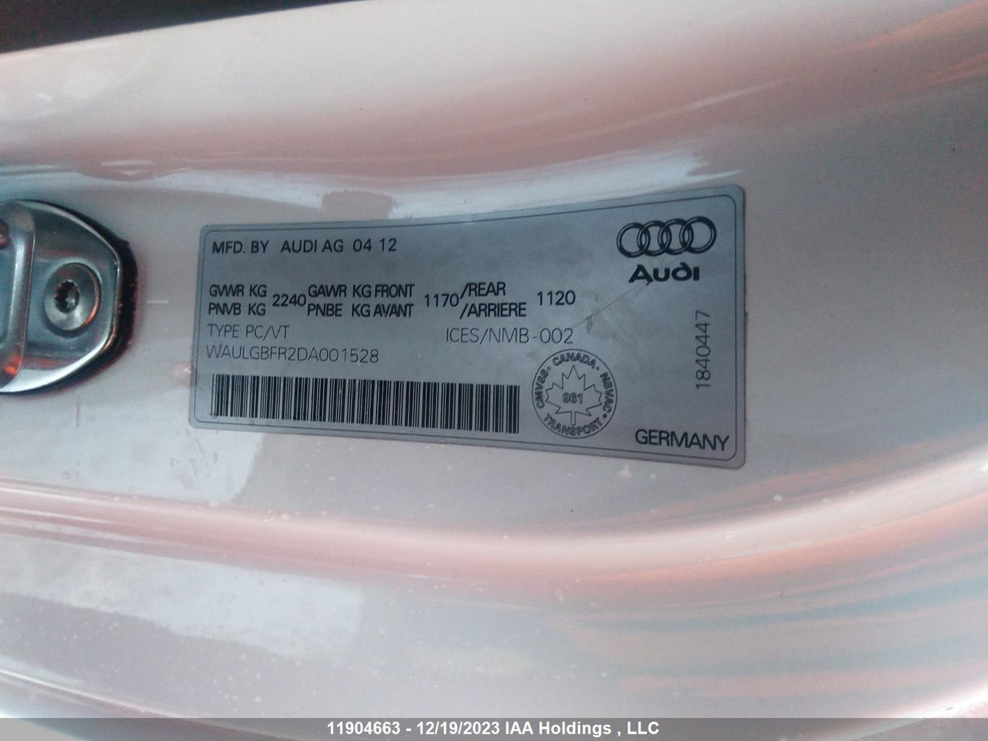 Photo 8 VIN: WAULGBFR2DA001528 - AUDI S5 