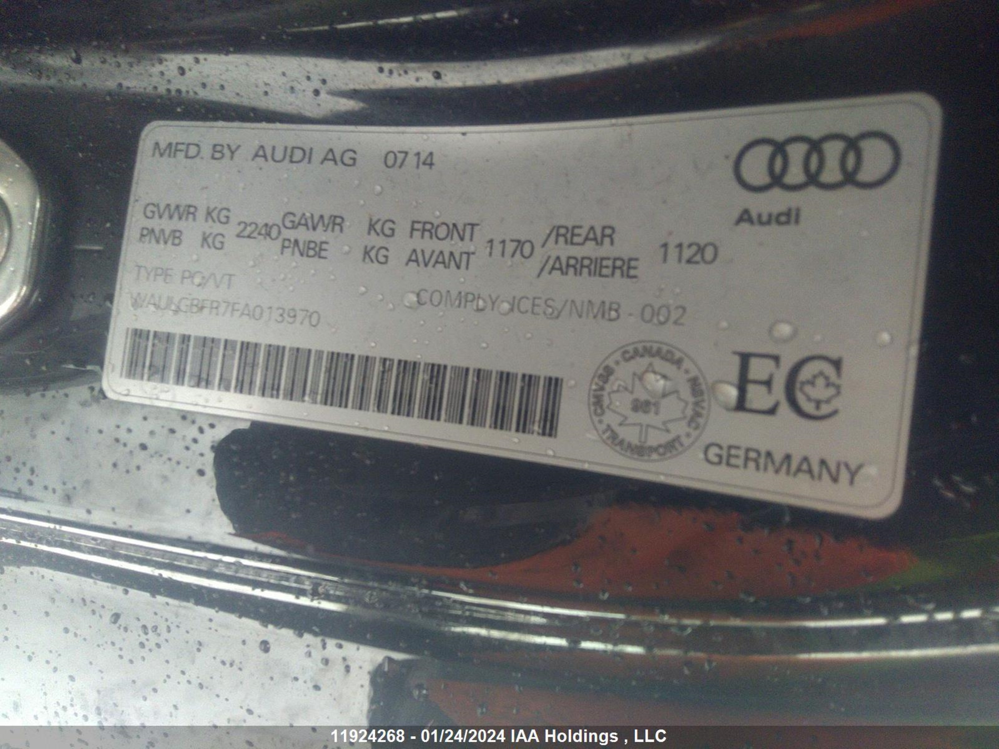 Photo 8 VIN: WAULGBFR7FA013970 - AUDI S5 