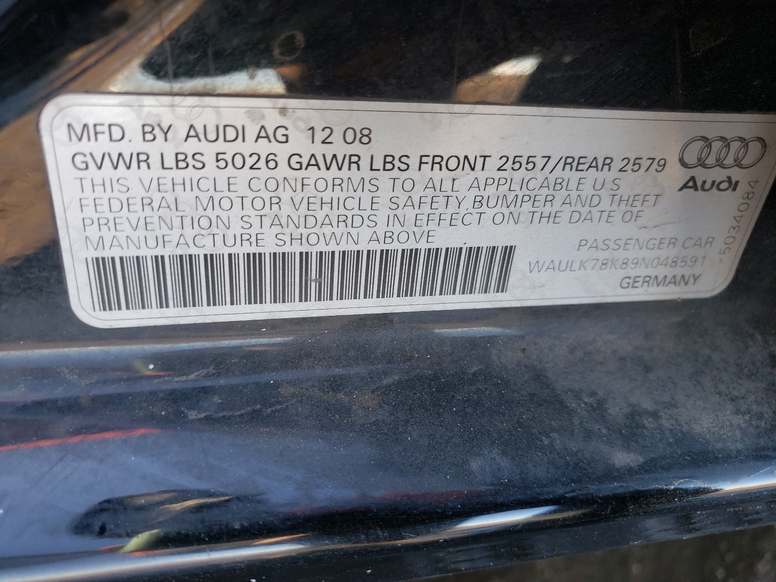 Photo 9 VIN: WAULK78K89N048591 - AUDI A4 3.2 QUA 