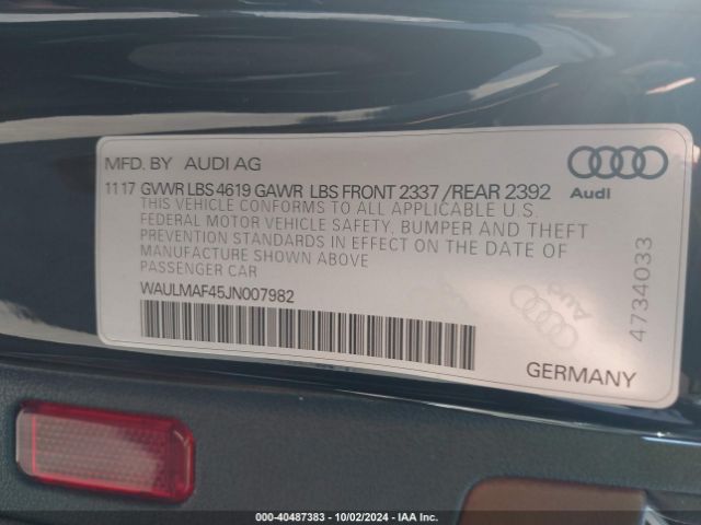 Photo 8 VIN: WAULMAF45JN007982 - AUDI A4 