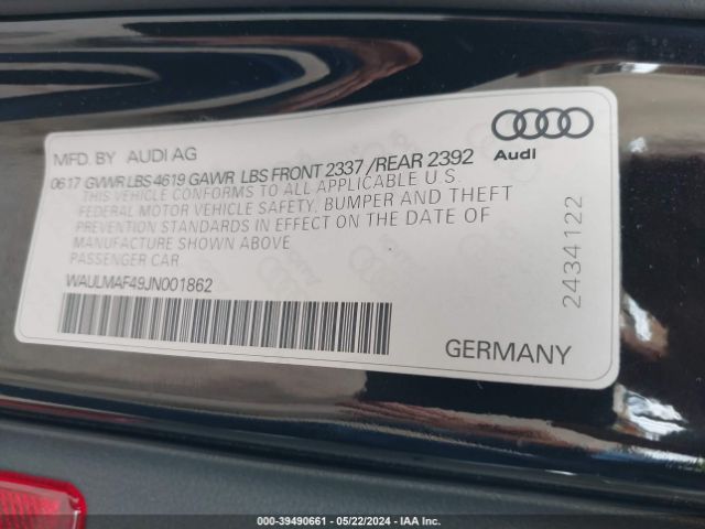 Photo 8 VIN: WAULMAF49JN001862 - AUDI A4 