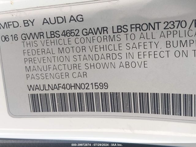 Photo 8 VIN: WAULNAF40HN021599 - AUDI A4 