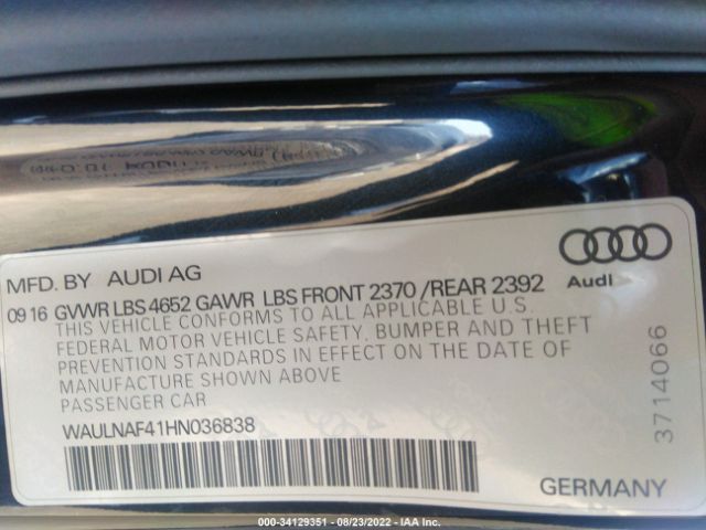 Photo 8 VIN: WAULNAF41HN036838 - AUDI A4 